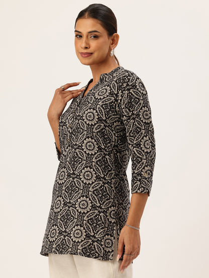 Black Geometric Printed Tunic