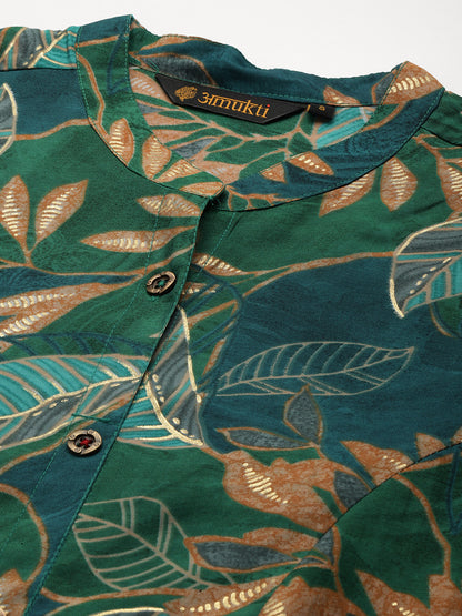 Green Floral Printed Kurta
