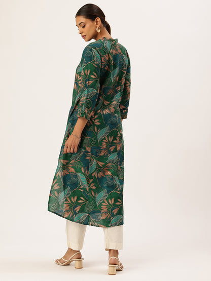 Green Floral Printed Kurta