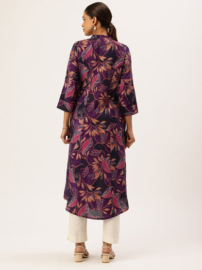Purple Floral Printed Kurta