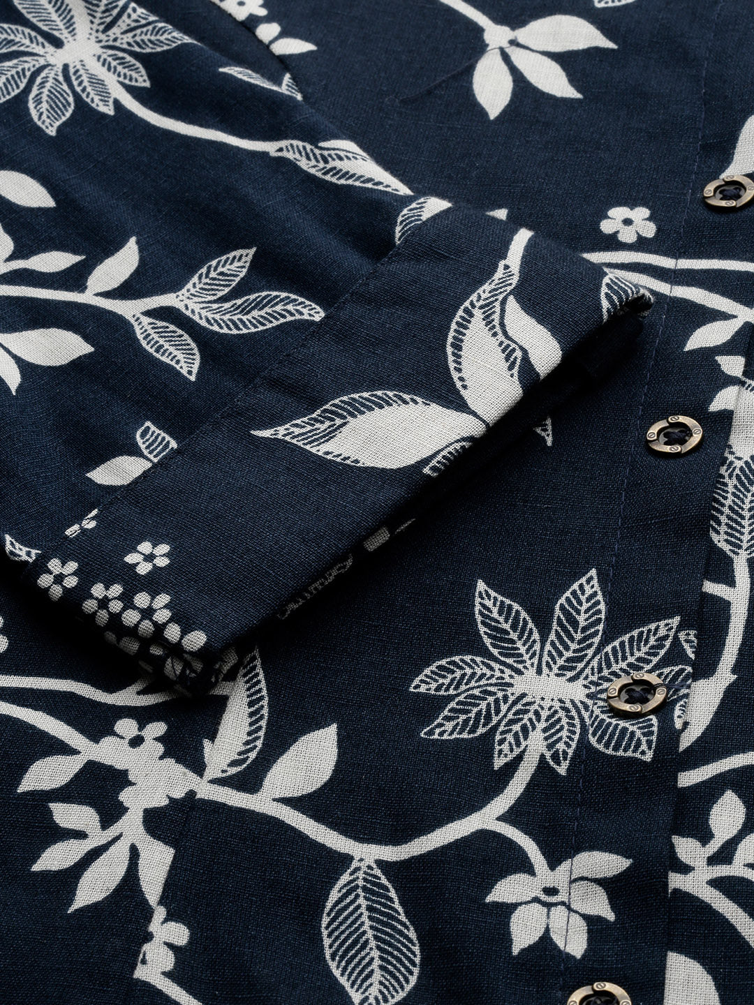 Navy Blue Floral Printed Kurta