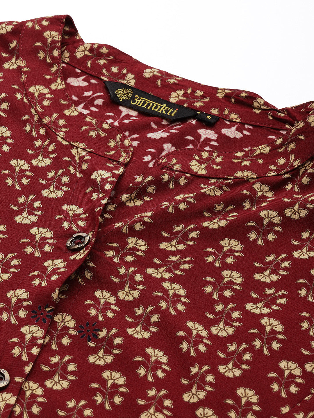 Maroon Floral Printed Kurta
