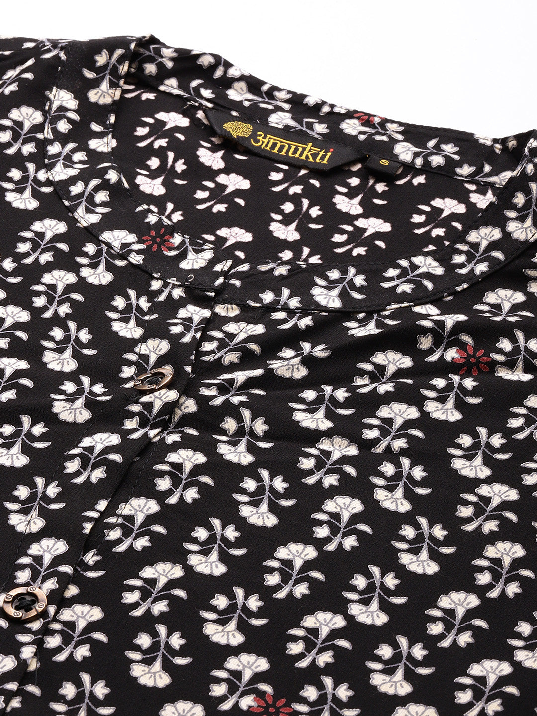 Black Floral Printed Kurta