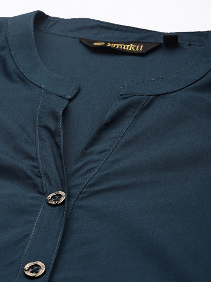 Blue Mandarin Collar Tunic