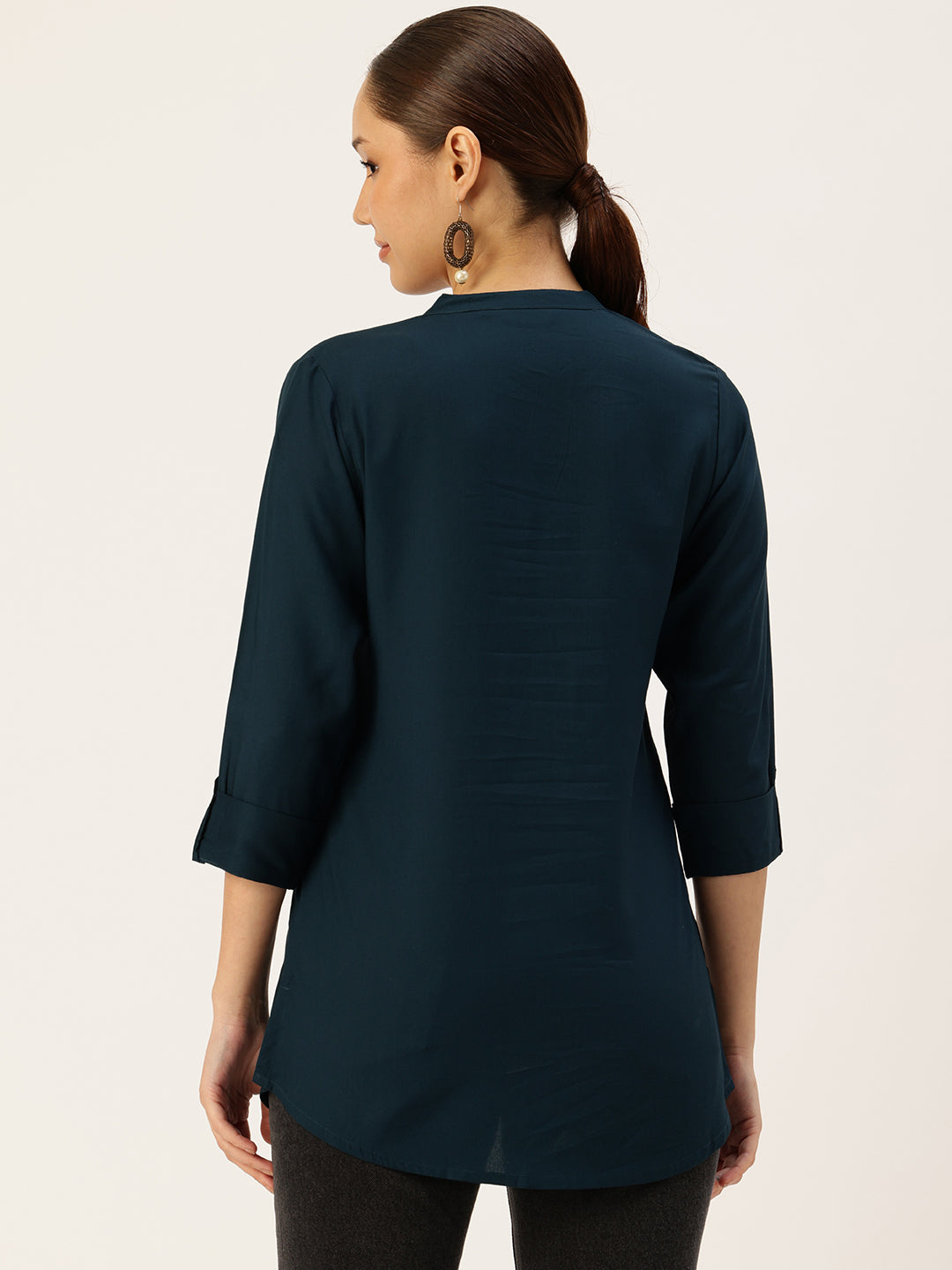 Blue Mandarin Collar Tunic