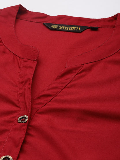 Red Mandarin Collar Tunic