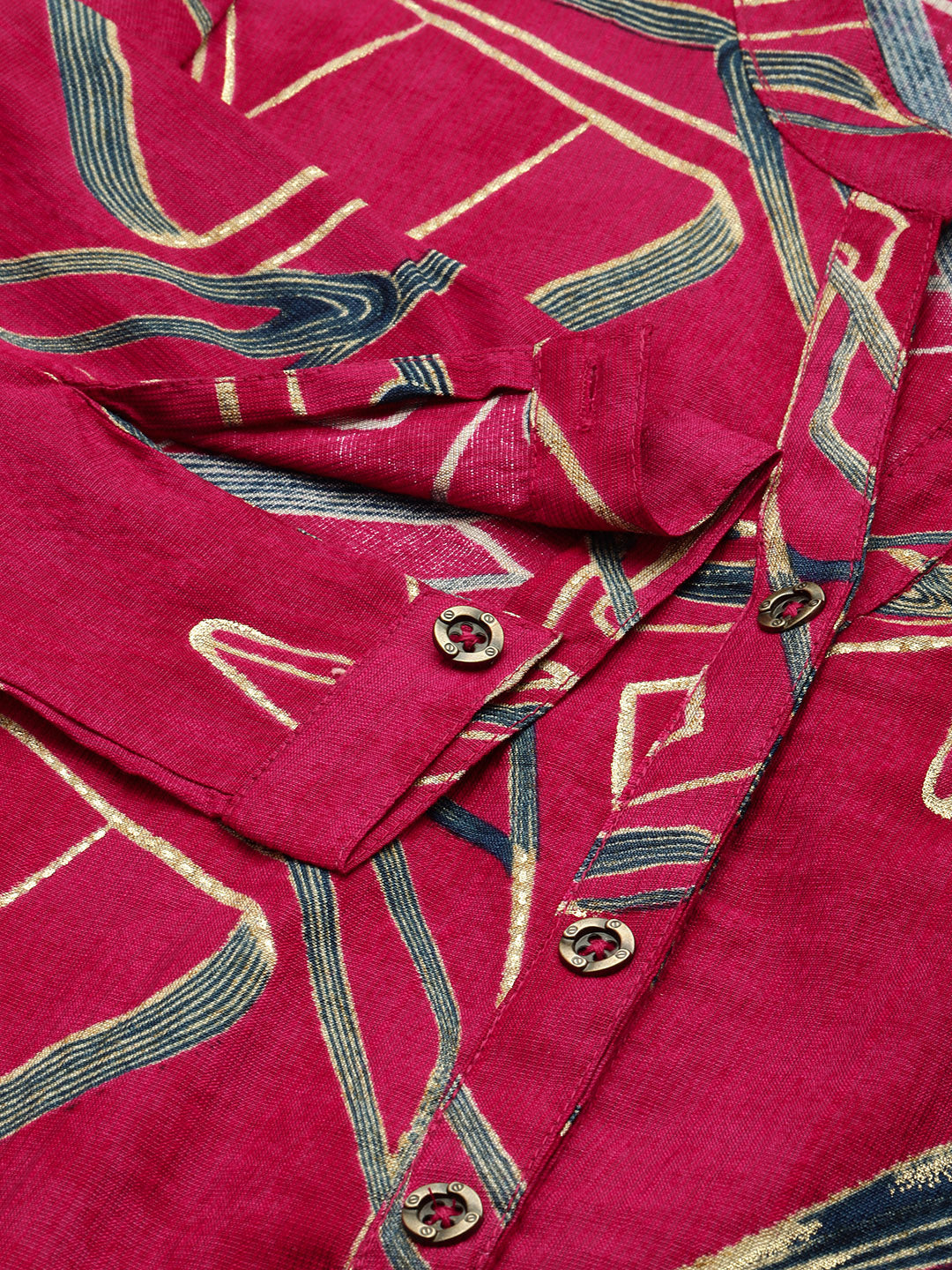 Fuchsia Abstract Printed Kurta