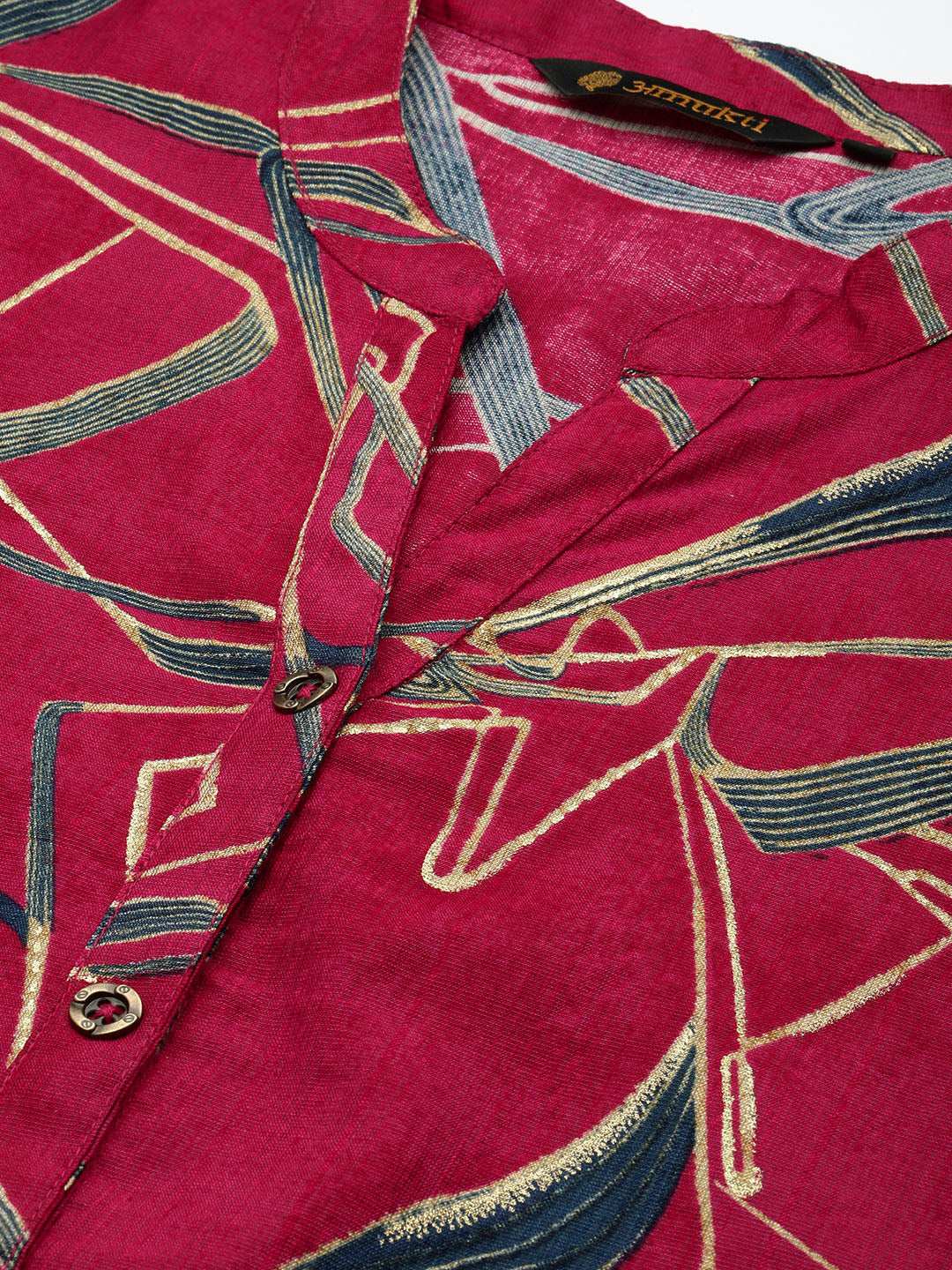 Fuchsia Abstract Printed Kurta
