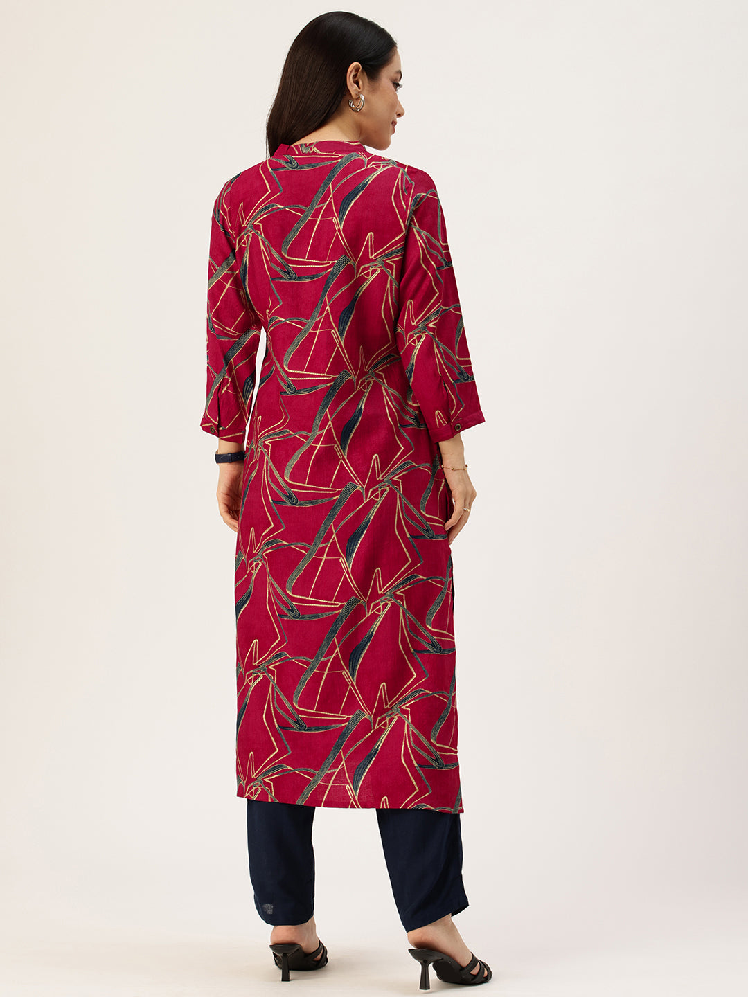 Fuchsia Abstract Printed Kurta