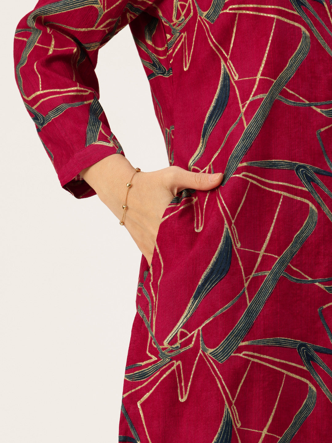 Fuchsia Abstract Printed Kurta