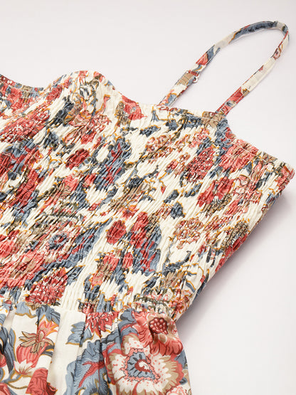 Multi Floral Print Fit & Flare Midi Dress