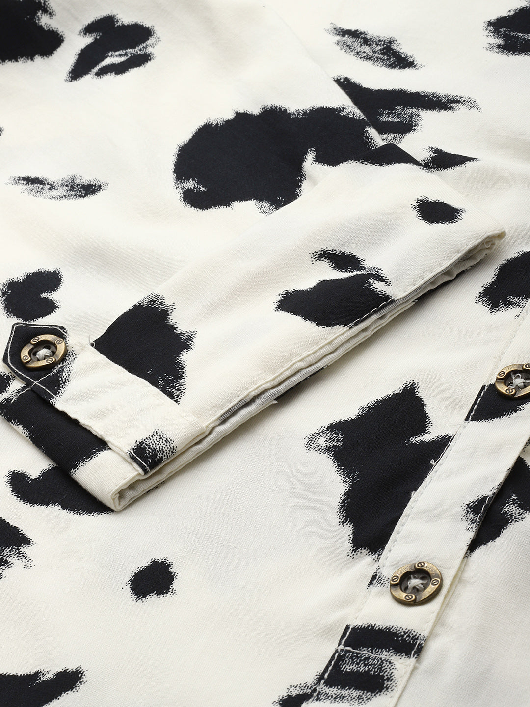 White Printed Mandarin Collar Tunic
