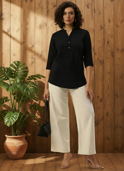 Black Printed Short Kurta