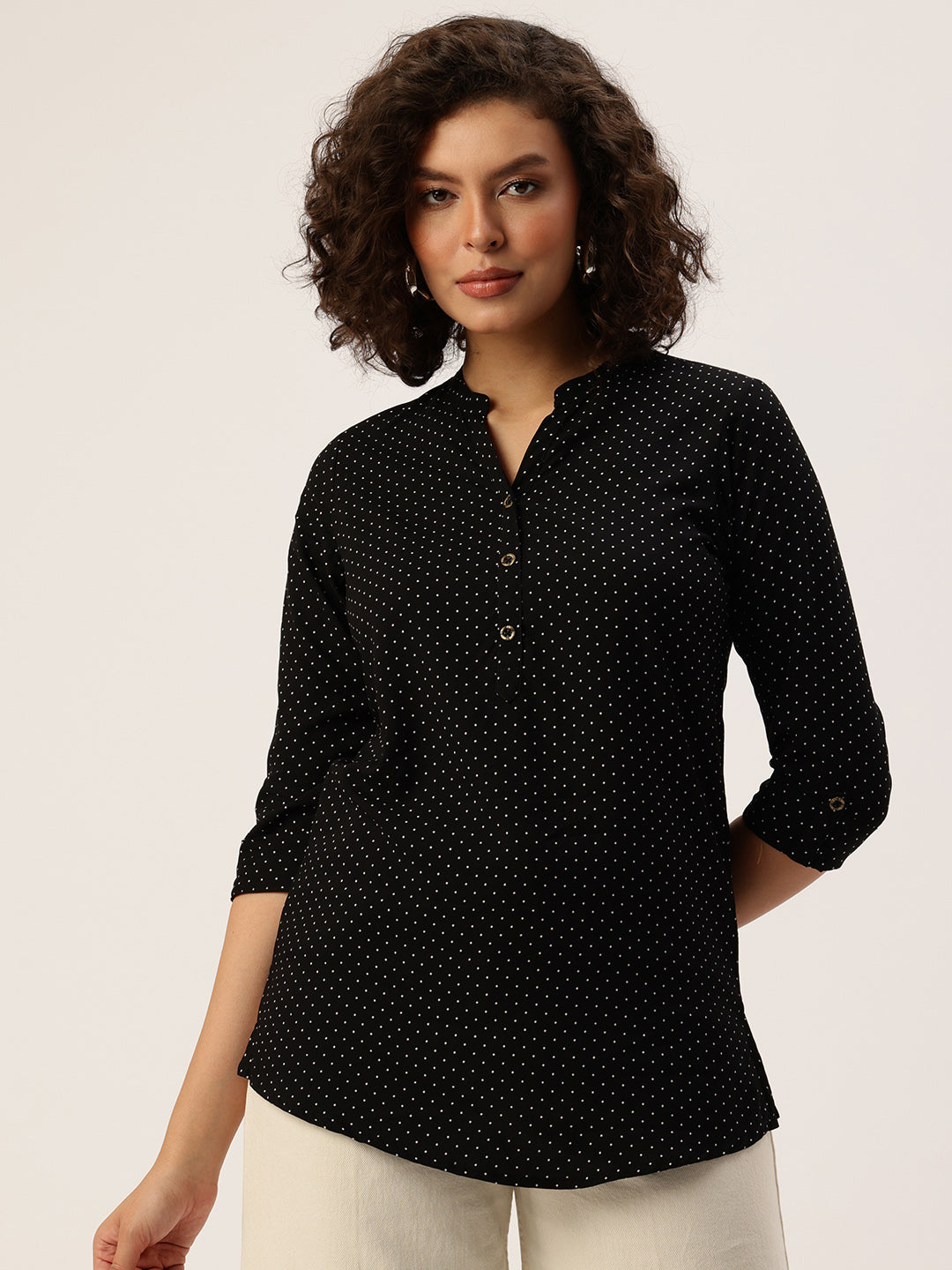 Black Printed Short Kurta