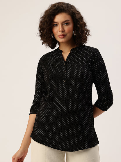 Black Printed Short Kurta