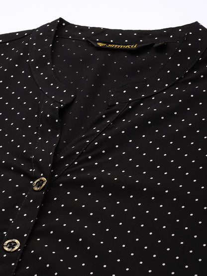 Black Printed Short Kurta