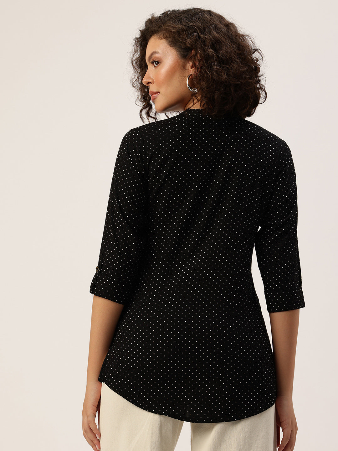 Black Printed Short Kurta