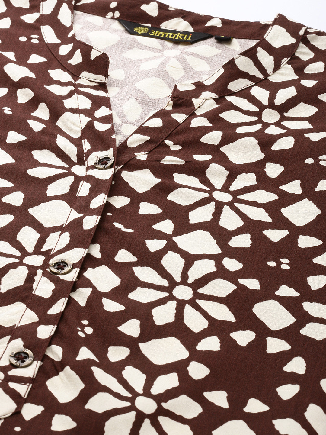 Marcella Floral Printed Mandarin Collar Tunic, Floral Printed Tunic, printed tunic, mandarin collar Tunic, casual wear Tunic, women’s tunic, Office Wear Tunic