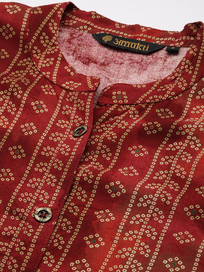 Wine Bandhani Printed Co-Ords