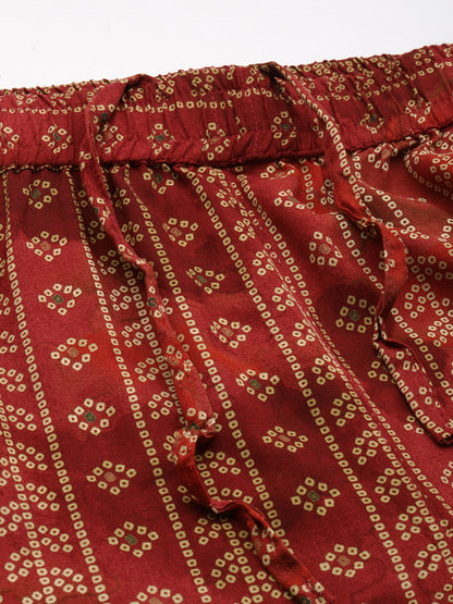 Wine Bandhani Printed Co-Ords