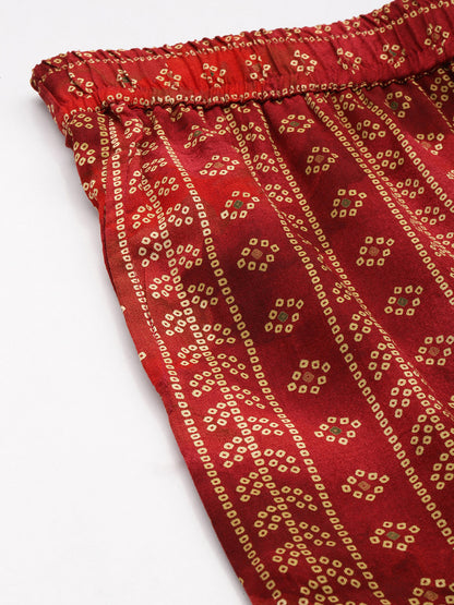 Wine Bandhani Printed Co-Ords