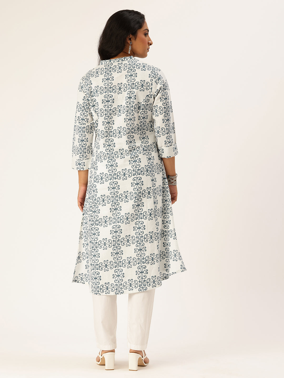 Beige Ethnic Motifs Printed A Line Kurta