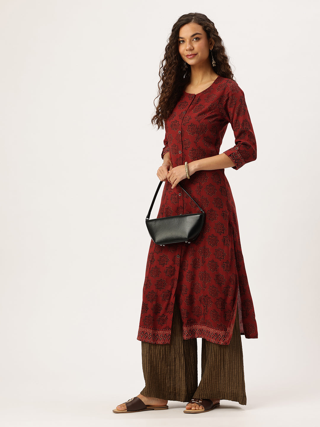 Red Floral Printed Kurta
