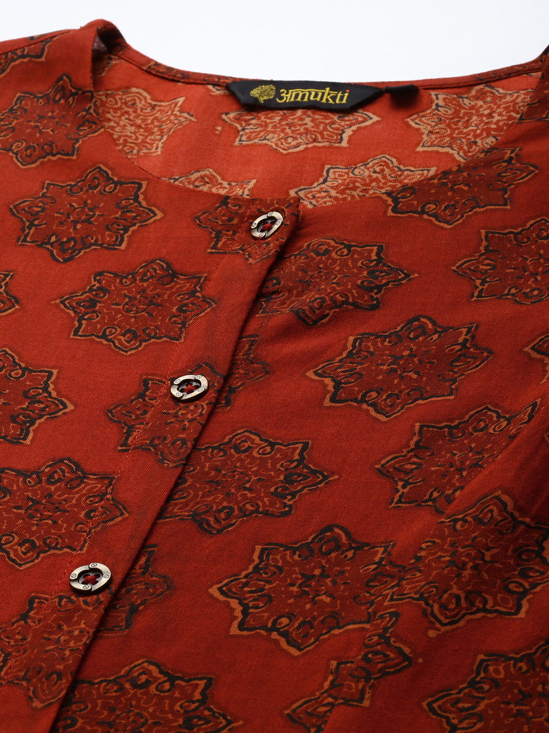 Red Floral Printed Kurta