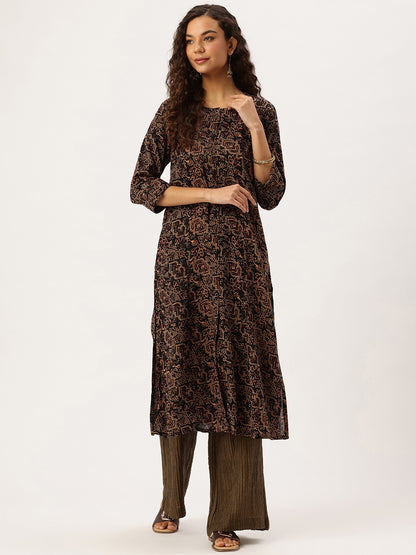 Black Printed Kurta