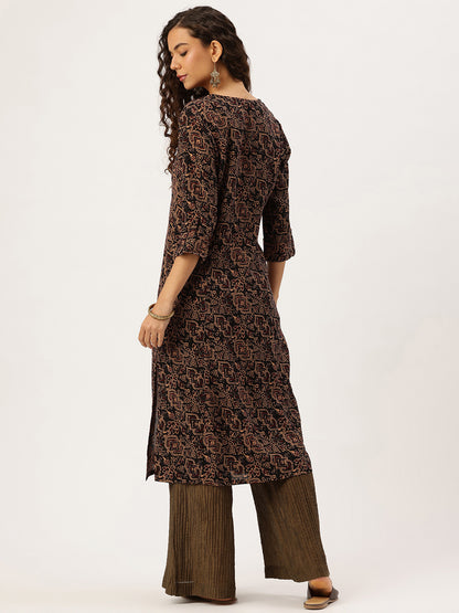 Black Printed Kurta