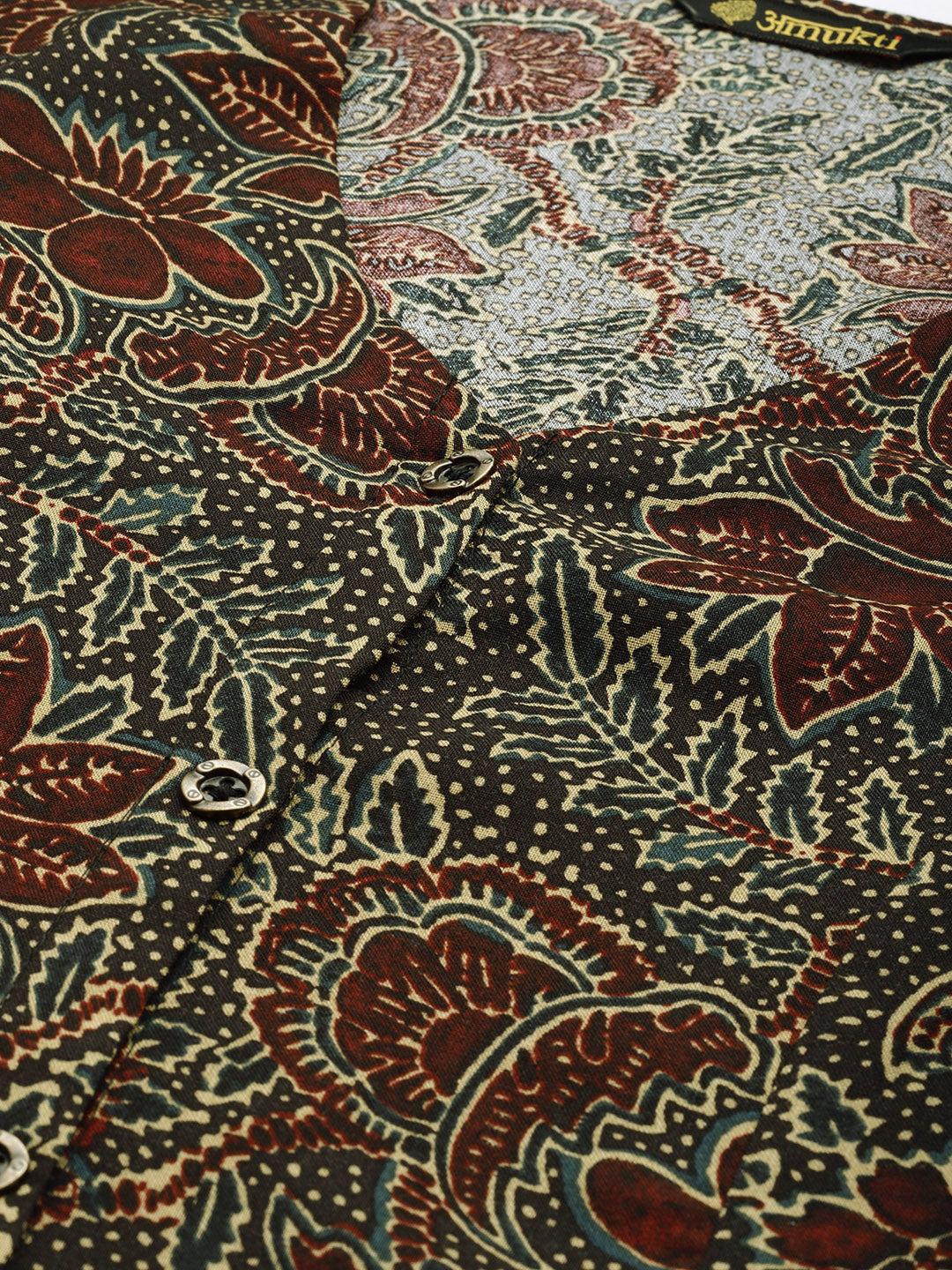 Black Floral Printed Kurta