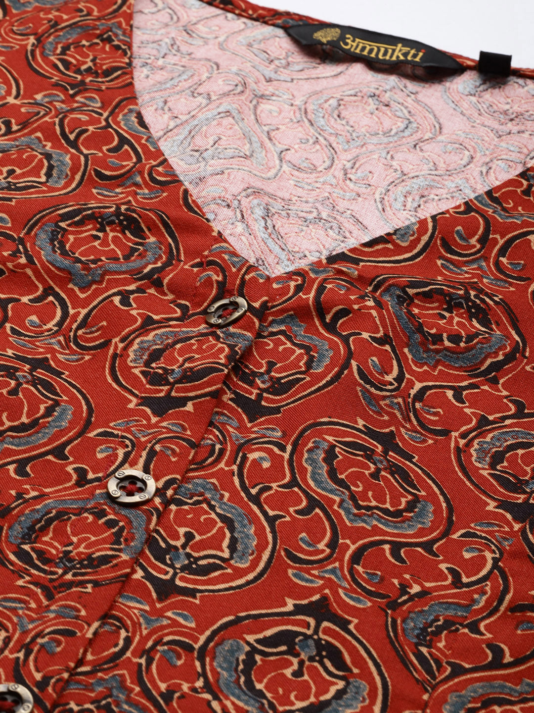 Red Ethnic Motifs Printed Kurta