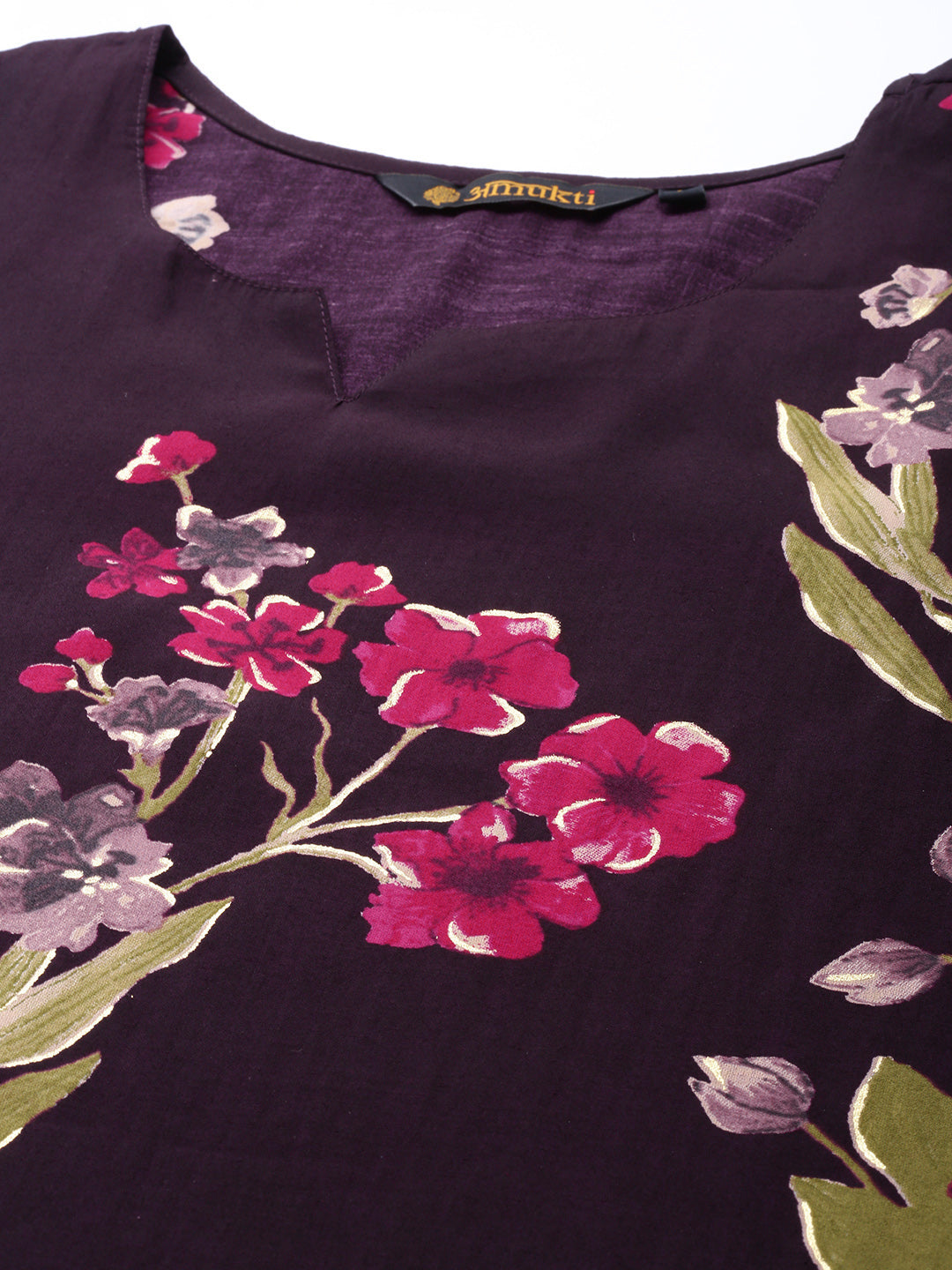 Purple Floral Printed Regular Kurta with Trouser & Dupatta