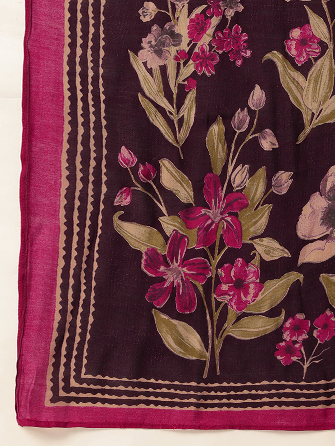 Purple Floral Printed Regular Kurta with Trouser & Dupatta