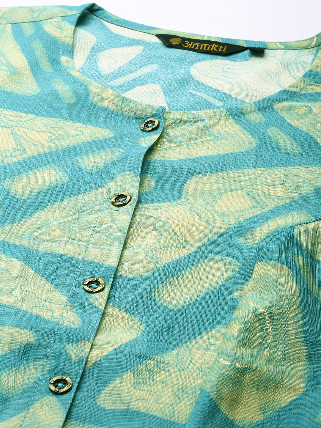 Blue Printed Regular Kurta with Trouser & Dupatta