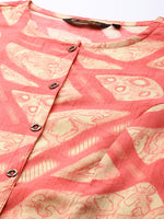 Pink Printed Regular Kurta with Trouser & Dupatta