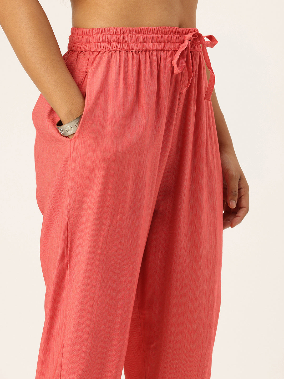 Pink Printed Regular Kurta with Trouser & Dupatta