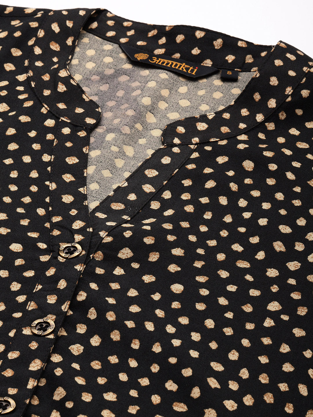 Black Printed Mandarin Collar Tunic
