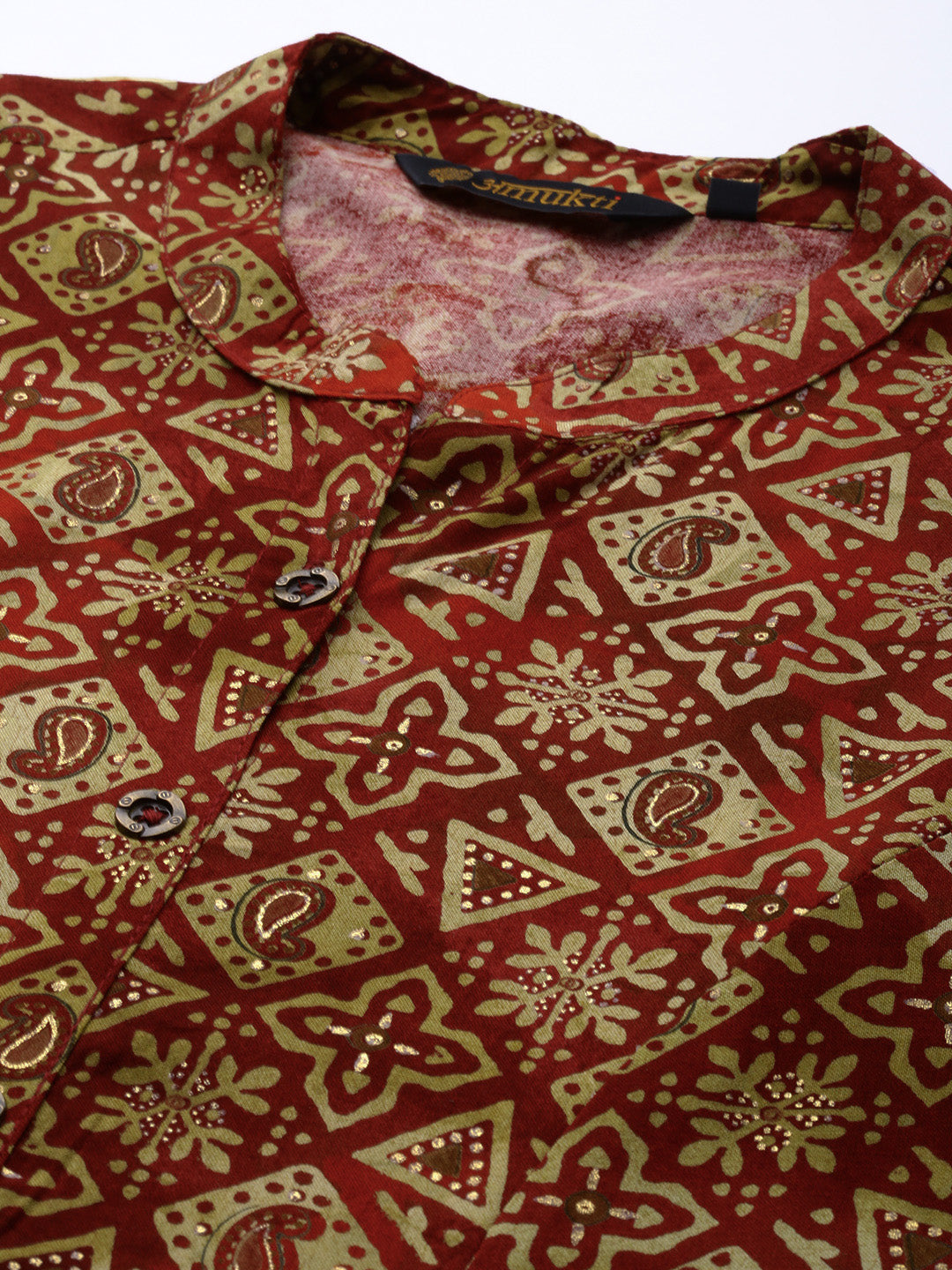 Wine Geometric Printed Kurta