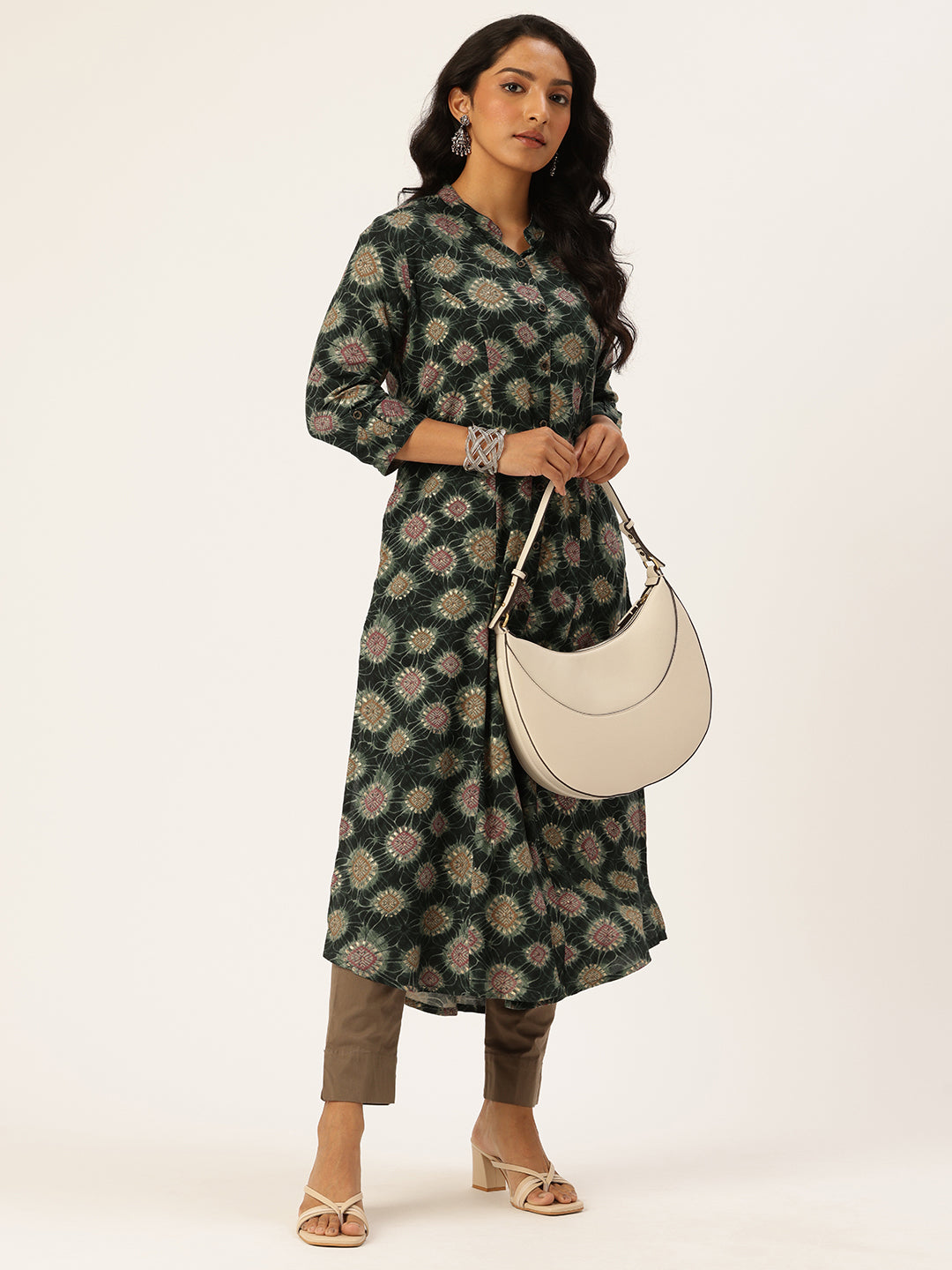 Green Geometric Printed Kurta