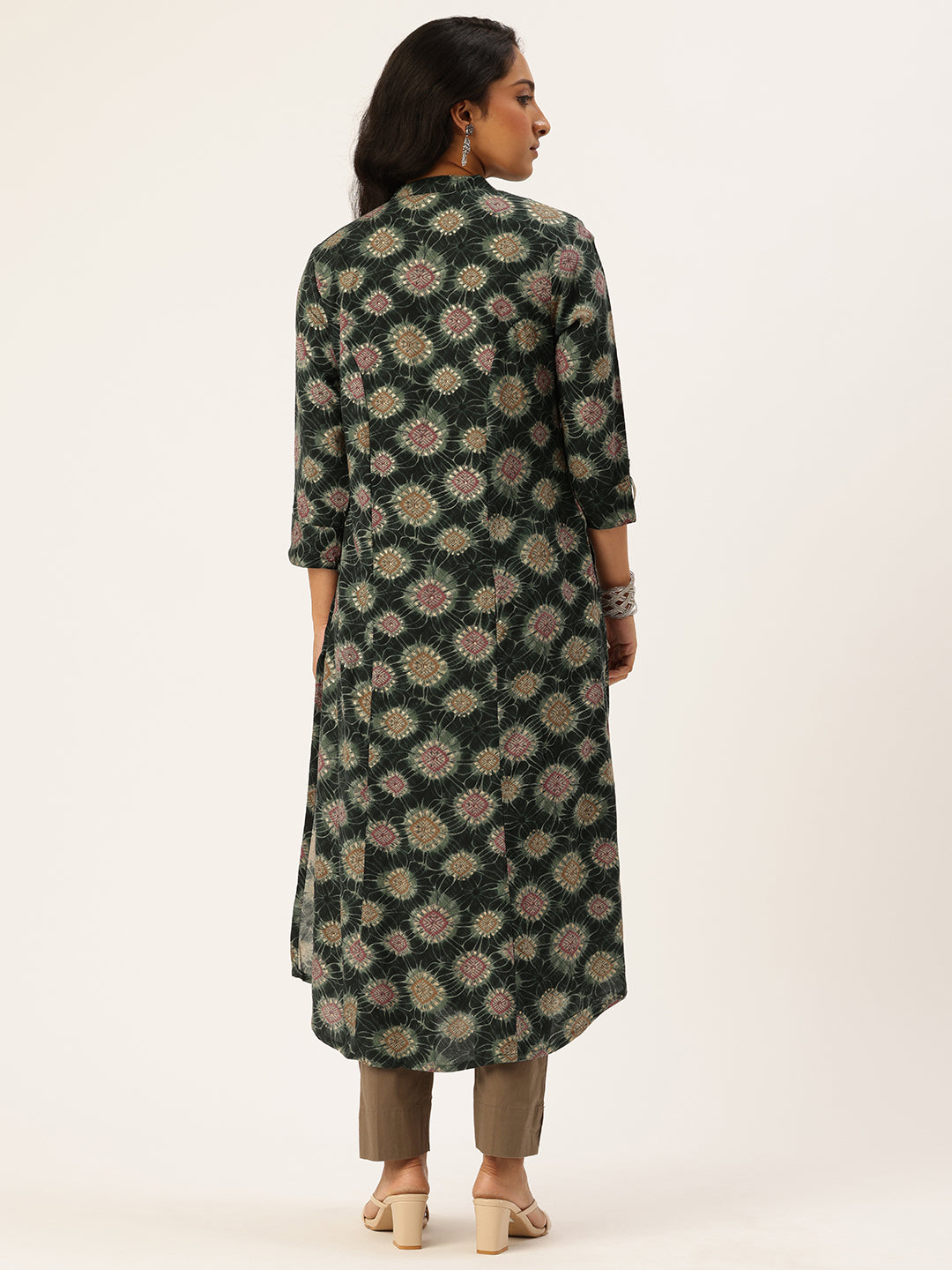Green Geometric Printed Kurta