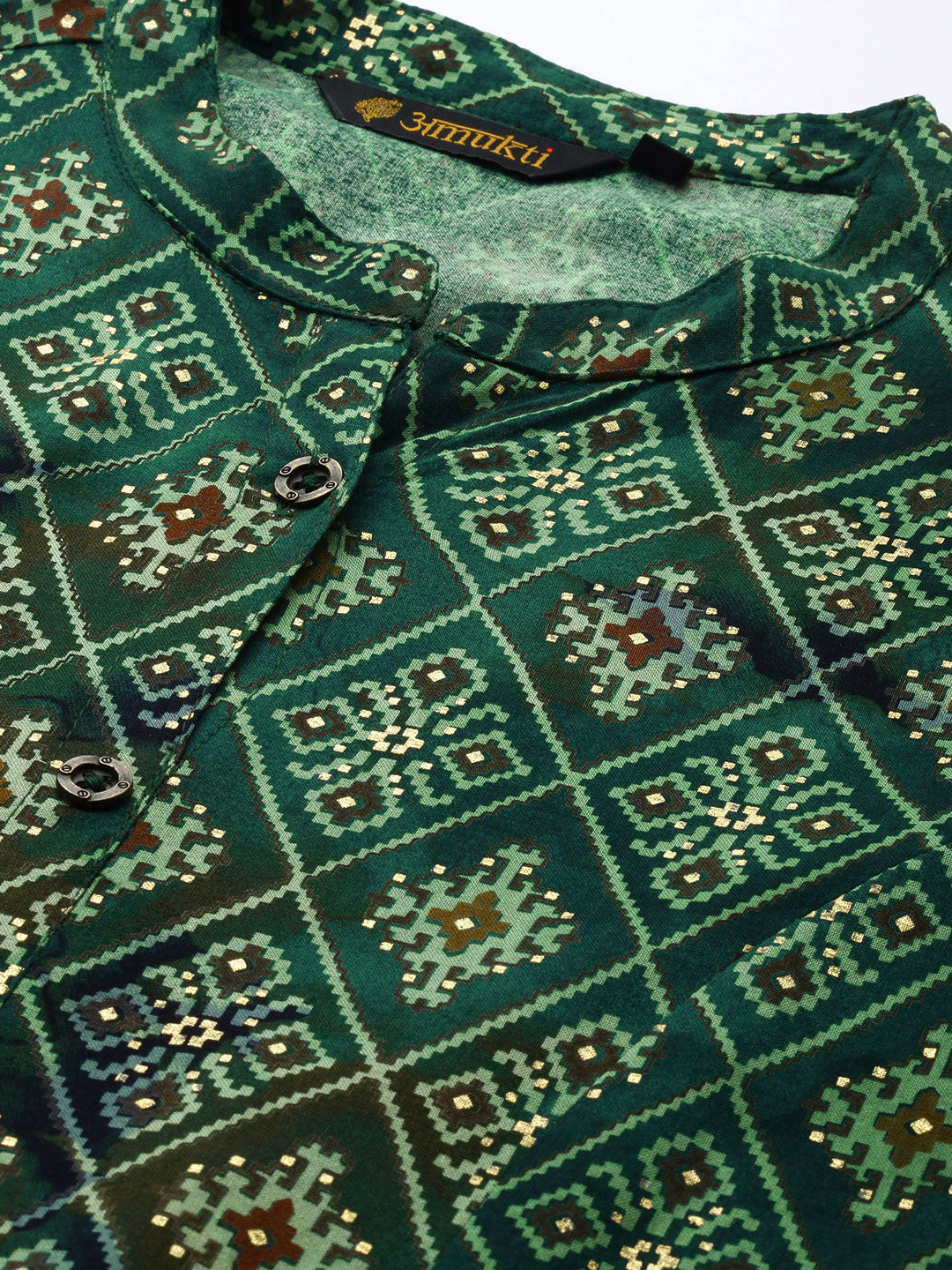 Green Geometric Printed Kurta