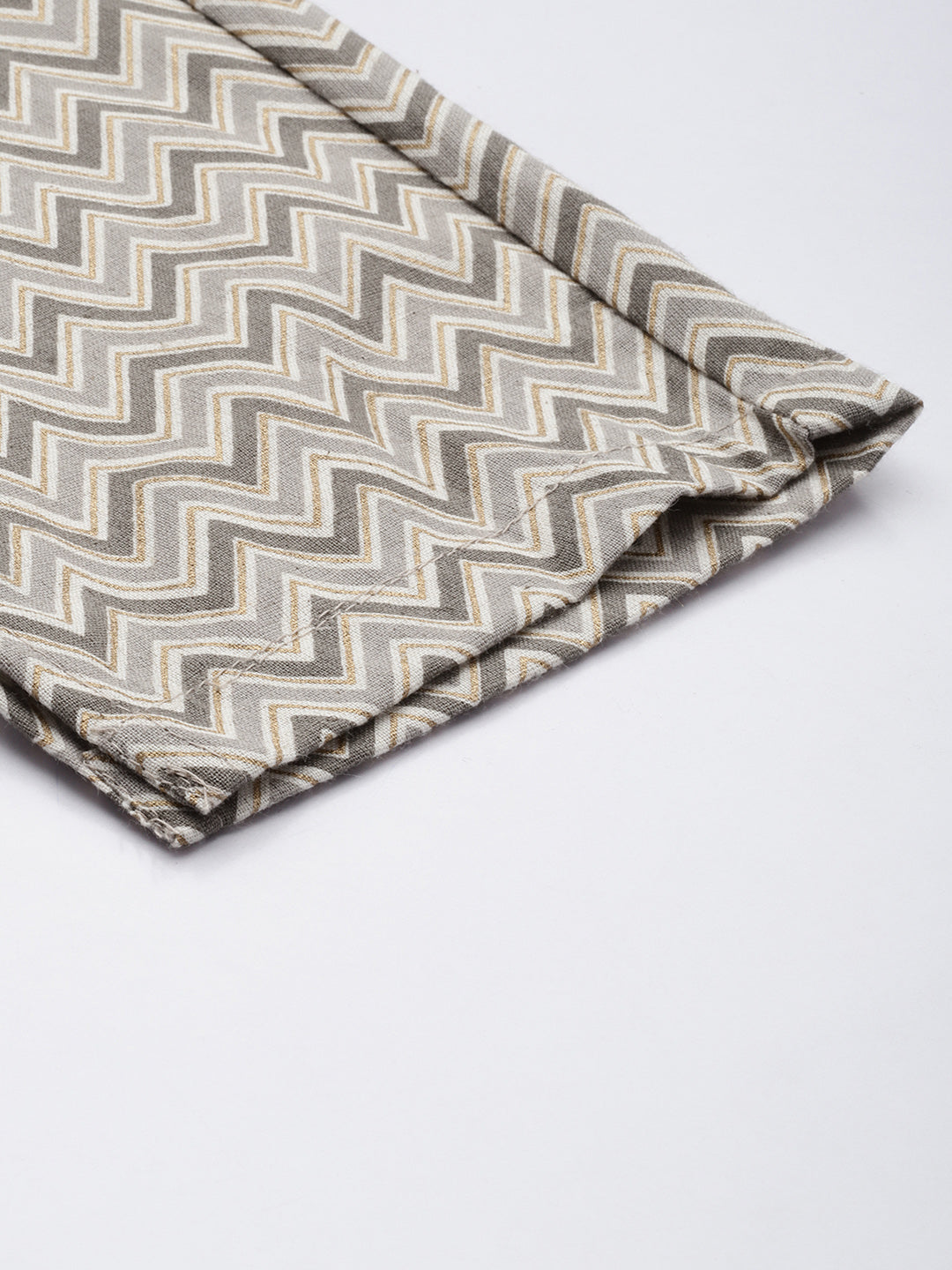 Beige & Grey Zigzag Printed Pencil Pant