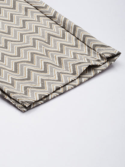 Beige & Grey Zigzag Printed Pencil Pant