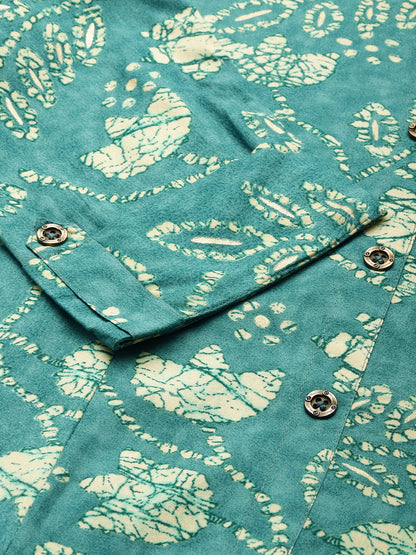 Blue Floral Printed Kurta