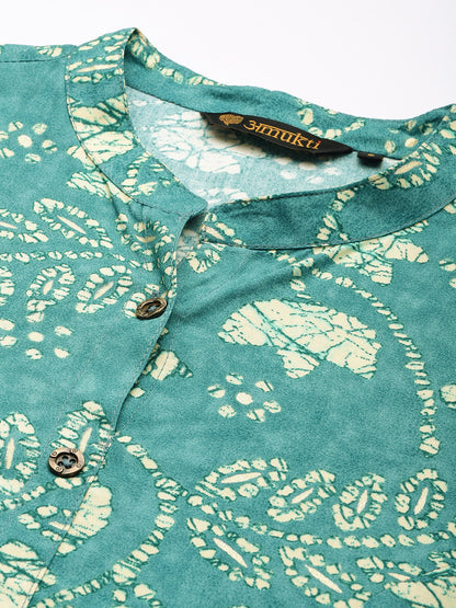 Blue Floral Printed Kurta