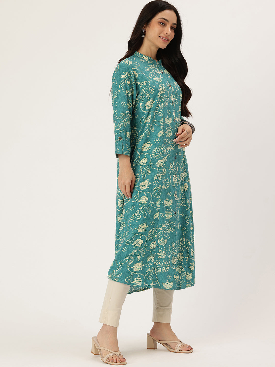 Blue Floral Printed Kurta