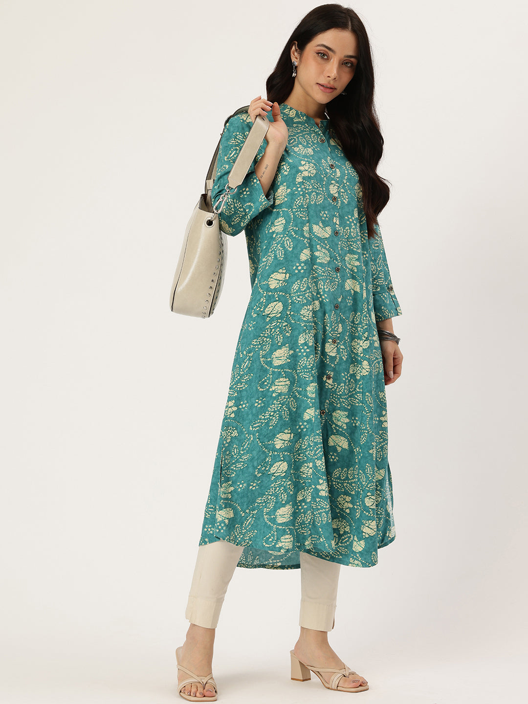 Blue Floral Printed Kurta