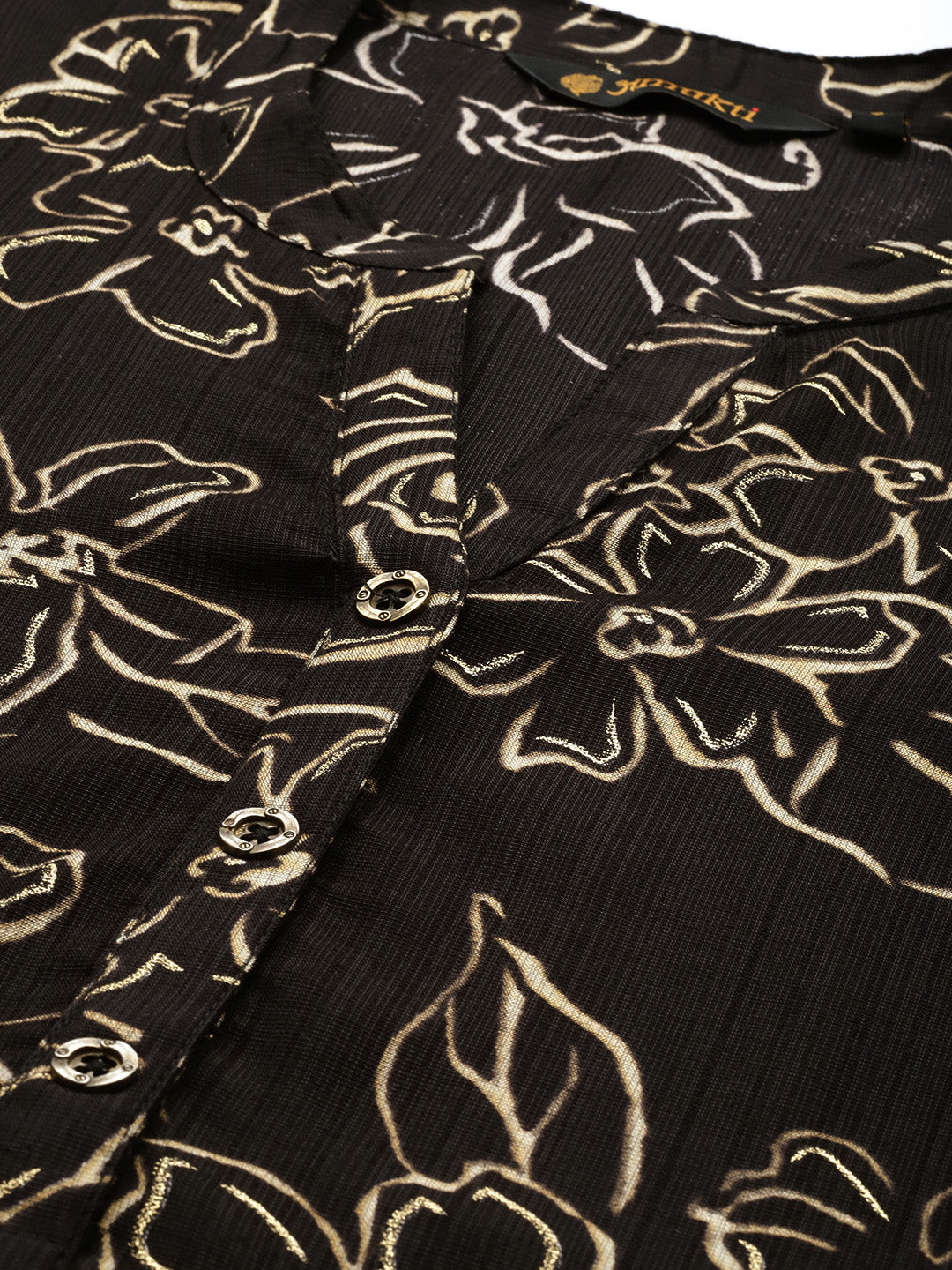 Black Floral Printed Kurta