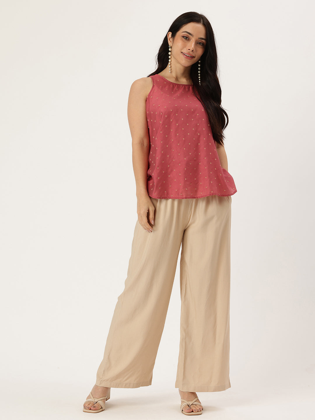 Beige Ethnic Palazzos